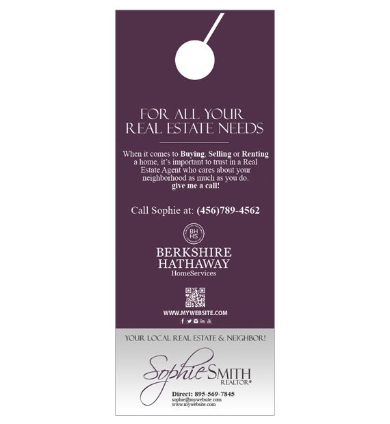 Berkshire Hathaway Door Hangers, Berkshire Hathaway Realtor Hangers, Berkshire Hathaway Office Hangers, Berkshire Hathaway Agent Hangers, Berkshire Hathaway Broker Hangers