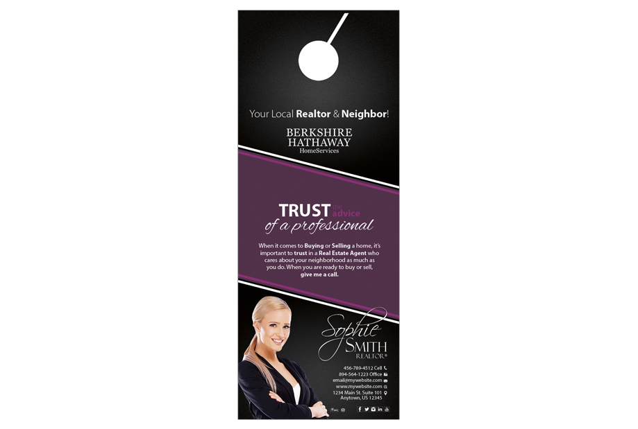Berkshire Hathaway Door Hangers, Berkshire Hathaway Realtor Hangers, Berkshire Hathaway Office Hangers, Berkshire Hathaway Agent Hangers, Berkshire Hathaway Broker Hangers