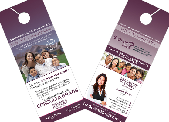 Berkshire Hathaway Spanish Hangers | Berkshire Door Hangers, Berkshire Hathaway Door Hanger Templates, Berkshire Hathaway Door Hanger Printing