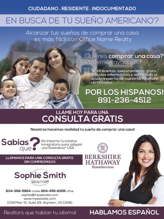 Berkshire Hathaway Spanish Flyers, Berkshire Hathaway Realtor Flyers, Berkshire Hathaway Agent Flyers, Berkshire Hathaway Office Flyers, Berkshire Hathaway Broker Flyers